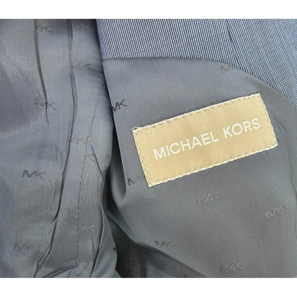 NWOT-Michael Kors Blazer Modern Classic Preppy 100% Wool Blue MicroCheck Men 42R